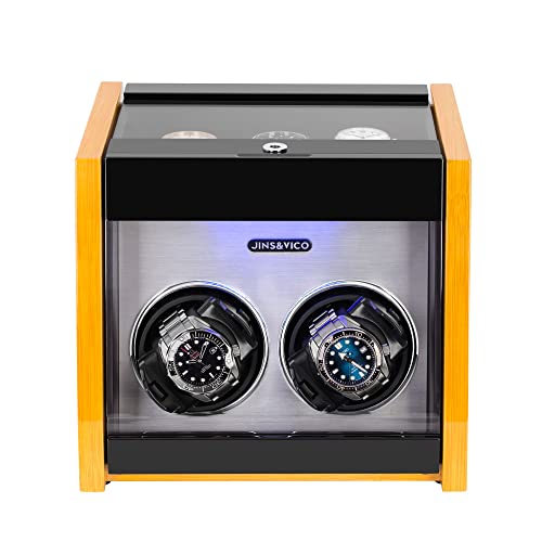 JINS&VICO Watch Winder Made of Premium Bamboo Pattern for 5 Automatic