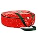 ZOBER Christmas Wreath Storage Container - 30 Inch Wreath Bag for Artificial Wreaths - Dual Zippered Wreath Storage W/Strong, Durable Handles - Red