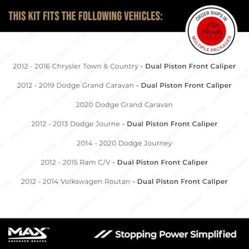MAX Advanced Brakes - Brake Kit For 2012-2020 Dodge Grand Caravan (w/Dual Piston Front Calipers)| Carbon Ceramic Brake and Rotor Kit Front and Rear| OE Replacement Brake Rotors
