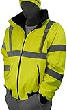 Majestic Glove 75-1300 PU Coated Polyester High Visibility Bomber Jacket with Fix Quilted Liner, Small, Yellow