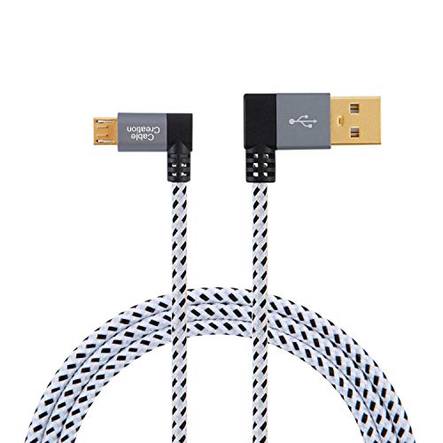 CableCreation 6.5Feet [2-Pack] 90 Degree USB 2.0 A to Micro USB B Cable, Double Angle-Dual Angled Micro USB Cable with Aluminium Case,2Meter, Space Gray