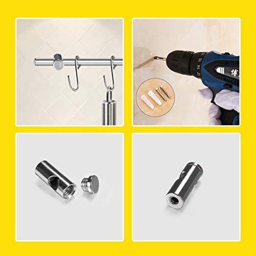 Kitchen Rail Rack HCHUANG Wall Rail with 22-Inch Wall Mounted Utensil Hanging Rack 304 Stainless Steel Hanger Hooks for Kitchen Tools, Pot, Towel