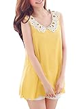Allegra K Women Crochet Collar Blouse Scalloped Hem Summer Sleeveless Tops
