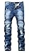 Men's Blue Skinny Ripped Destroyed Distressed Slim Fit Fashion Denim Jeans Pants