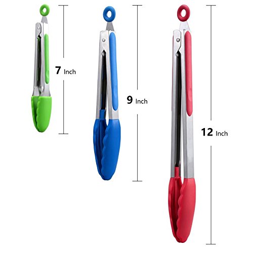 image for KingTong Premium Stainless Steel Kitchen Tongs With Silicone Tips For 