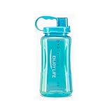 GTI Large Capacity Sports Water Bottle, BPA Free Wide Mouth Portable Big Plastic Bottle Leak Proof Space Cup Travel Mugs with Scale Straw Strap