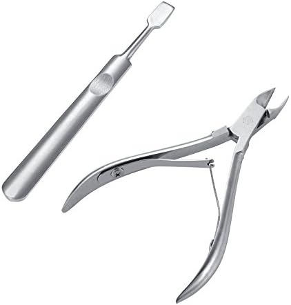 Cuticle Nipper and Cuticle Pusher- Stainless Steel Cuticle Remover and Cutter - Durable Manicure and Pedicure Tool - Beauty Tool Perfect for Fingernails and Toenails