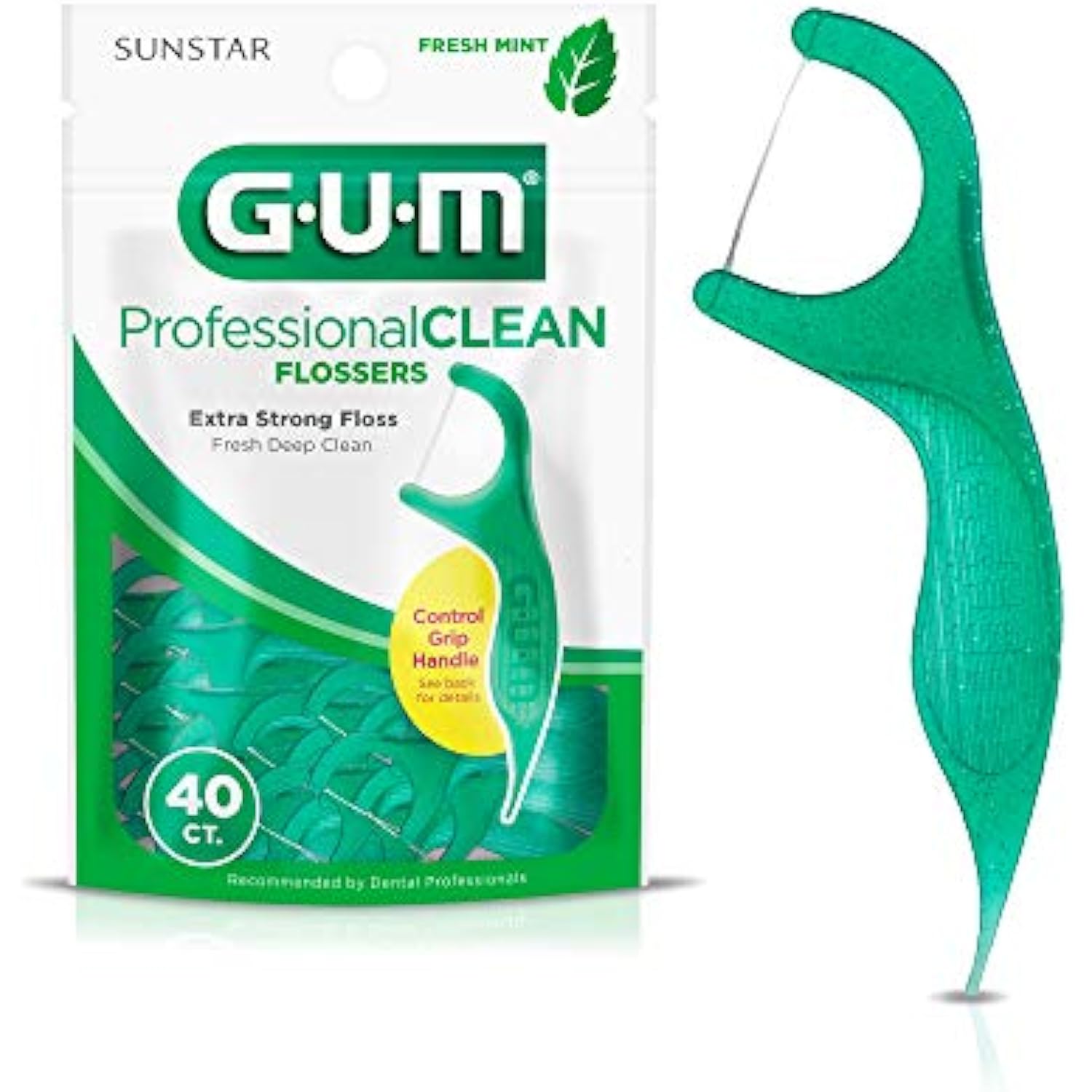 GUM Professional Clean Flossers Extra Strong Flosser Pick, Fresh Mint