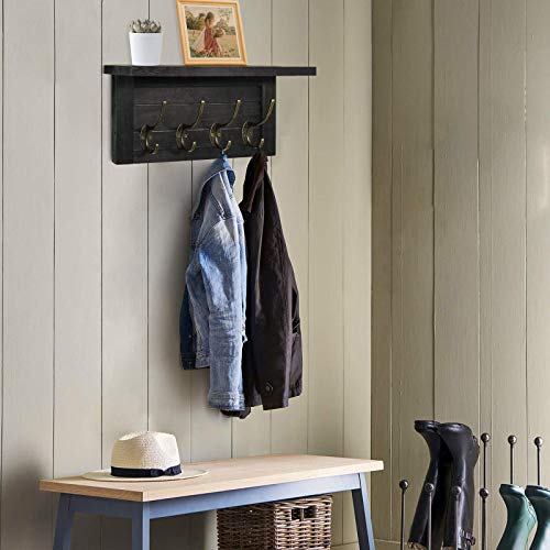 Rustic Coat Rack Wall Mounted with Shelf, Farmhouse Entryway Shelf with
