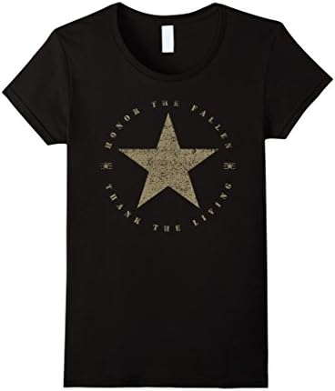 Womens Veteran Shirt Honor the Fallen Thank the Living Memorial Day Small Black