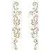 EVER FAITH Women's Crystal Bridal Bridesmaids Flower Vine Pierced Dangle Earrings