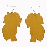 Afro Puff ★ Natural Hair Earrings ★ African American Woman Earring ★ African Jewelry ★ Wood Earrings (Yellow)