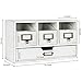 MyGift Vintage White Wood Desktop Office Supplies Organizer with 4 Pull Out Drawers, Small Dresser Top Storage Cabinet