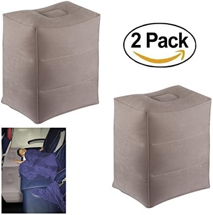2 PACK! New Inflatable Travel Foot Leg Rest Pillow for Kids,Children During Airplanes Flight and Being kids Bed to Lay Down or Sleep on Long Flights from Mauvana - 2 pcs Grey