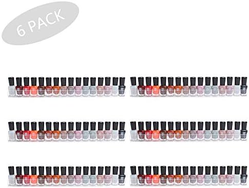 AJO Set of 6 Wall Mounted Clear Acrylic Nail Polish Floating Shelving Rack,Essential Oil Display Organizer,Salon Hanging Wall Display Storage Rack. Wall Mount Ledges Mounted Organizer Makeup Shelves.