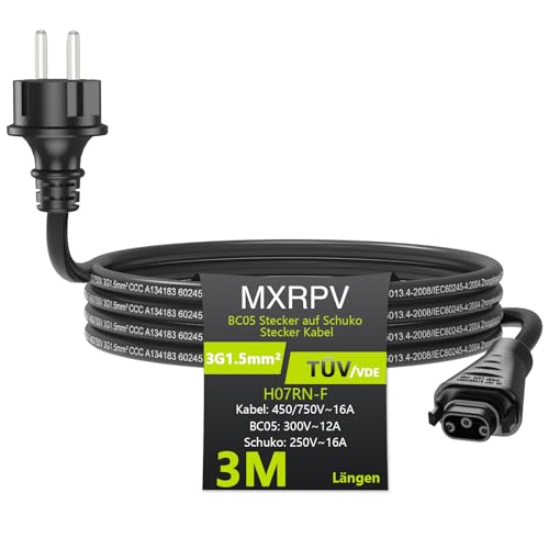 41B4jGUY+uL Bc-05 Kabel 2/3/5/10/15M, Bc-05 Buchse Auf Schuko Stecker Ac Anschlusskabel, Anschlusskabel Mit Bc-05 Männlich Stecker Und Ac Schuko Stecker Für Die Hms Mikrowechselrichter Serie (3Meter)