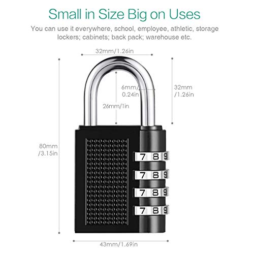HotLife Combination Lock 4 Digit Padlock for School, Gym Locker, Employee, Sports Locker, Fence, Toolbox, Case, Hasp Cabinet and Storage, Pack of 2