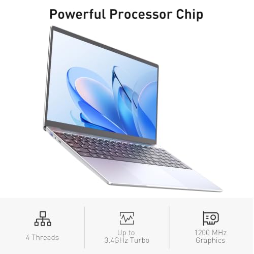 Auusda Business Laptop Computer for Work, Notebook PC for College Students, 15.6" FHD Display, Up to 3.4GHz CPU, Backlit Keyboard, Fingerprint ID, Up to 10TB Storage, 16GB DDR4 RAM, 1TB NVMe, Silver