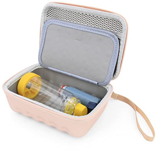 CASEMATIX Rose Gold Asthma Inhaler Case for Travel Fits Spacer, Mask and Accessories, Includes Case Only