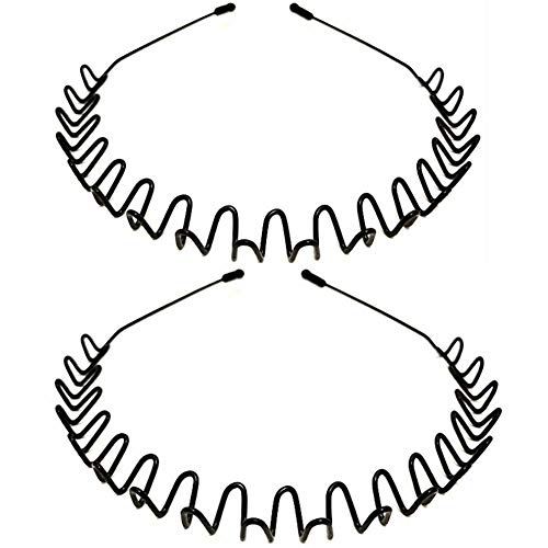WantGor Metal Headbands, 2 Pack Fashion Unisex Black Hairband Hair Hoop
