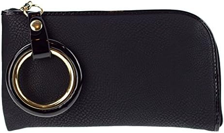 Canal Collection 2 in 1 Large Half Zipper Around PVC Wrislet Clutch with Ring Strap