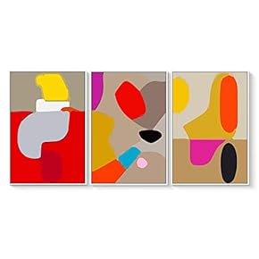3 Piece Floating Framed Canvas Wall Art for Living Room, Bedroom The Geometry Canvas Prints for Home Decoration Ready to Hang - 16"x24"x3 Panels