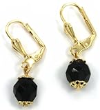 Azabache earrings. Gold filled 3/8