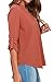YMING Women Loose Solid Chiffon Cuffed Sleeve Shirts Tops Orange XL