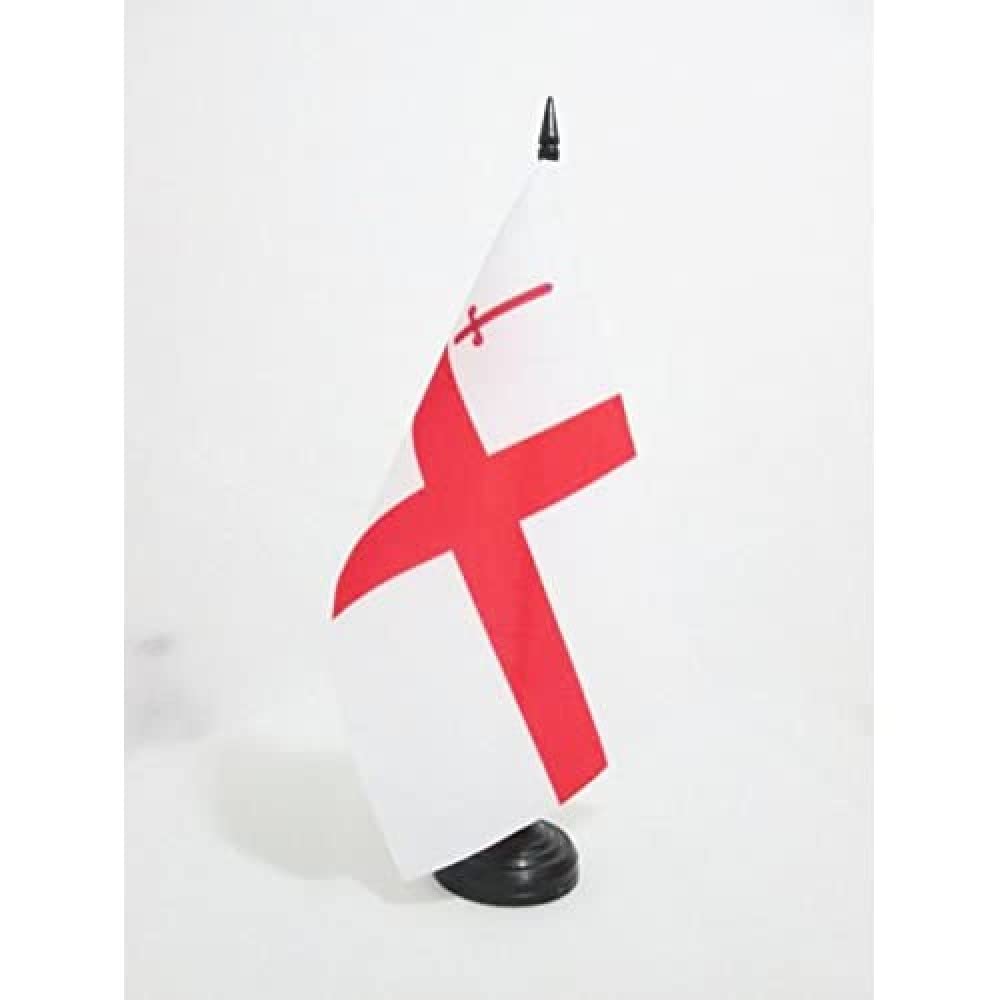 AZ FLAG City of London Table Flag 5'' x 8'' - London City Office Decoration 100% Polyester 21 x 14 cm - Mini Desk Flag with Pole and Black Plastic Base
