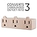 GE 3-Outlet Extender, Grounded Wall Tap, 3-Prong, Multiple Plug, Power Splitter, Cruise Essentials, Use for Home Office School Dorm, UL Listed, Light Almond, 54203