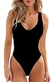 Sundray Women's Sexy Scoop Neck Open Back Bandage Bodysuit Jumpsuit Leotard