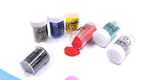 mofa Embossing Powder 9 Piece of Set,9 Tin Colorful Super Fine Embossing Powder,Including Black,Yellow,Green,White,Blue,Red,Silver,Gold and Transparent (Large)
