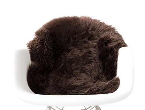 Genuine Sheepskin Rug Soft Fur Single Pelt Throw Rug for Sofa, Bed Or Floor Decor, (Brown)