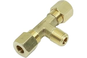 CDQBWKJGFJ 3 Pcs Brass Branch Tee Compression Fitting,1/4" OD x 1/8" NPT x 1/4" Tube OD, Male Branch Tube Connector