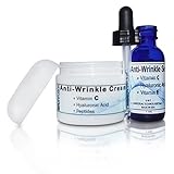 Anti Wrinkle Face Cream with Vitamin C and Anti Wrinkle Face Serum with Vitamin C - Combo Set - Gift Set for Aging Skin - Hydrates - Tones - Firms the Skin