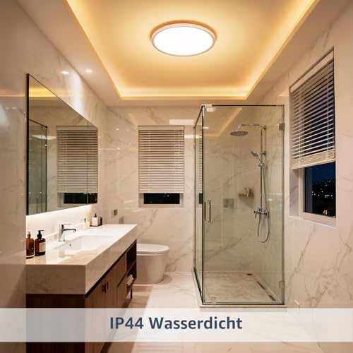 Lepro Ceiling Light 24 W, IP44 Waterproof Ceiling Light, 3000 K 2400 LM Bathroom Lamp, Warm White Ceiling Light, Bathroom, Ideal Bathroom Lamp, Ceiling for Bathroom, Bedroom, Hallway, Kitchen, Living Room, Diameter 29.3 cm