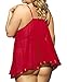 IWISHME Women Plus Size Sequin Sexy Babydoll Lingeries (6XL=US Size 5XL, Red)