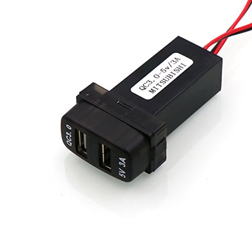 QC3.0+5V 3A Dual USB Power Socket, Quick Charge Car Charger USB Adapter for Smart Phone PDA iPad iPhone Android GPS Use for Mitsubishi
