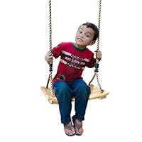 SUMMERSDREAM Little Kids Tree Wood Swing - Wooden Swingset Seat with Adjustable Length Heavy Duty Rope - Indoor or Outdoor Installation - Playground Equipment