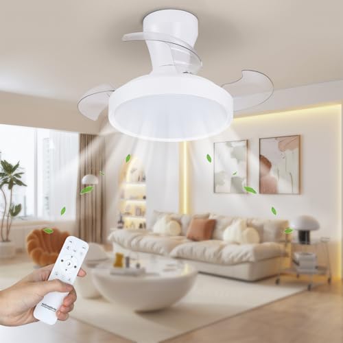 activeallbrite Ceiling fan with light, DC motor, 38W, 6 speeds, retractable blades, 3000K-6500K, summer-winter function, timer, Ø55cm.
