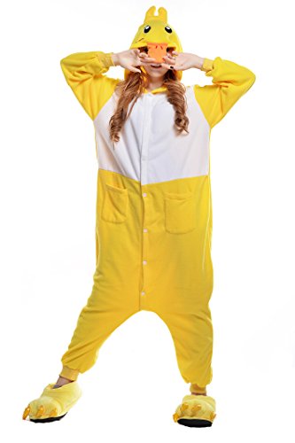 Newcosplay Adult Unisex Yellow Duck Onesie Pajama Costume
