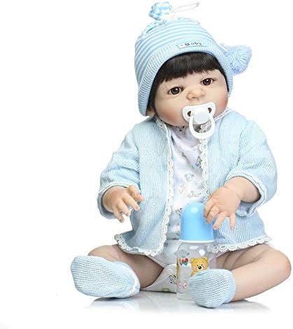 NKol Reborn Dolls (Silicone Full Body, Waterproof, Magnetic Mouth), Newborn Lifelike Realistic Baby Boy Dolls, 22inch 57cm Weighted Baby Toy