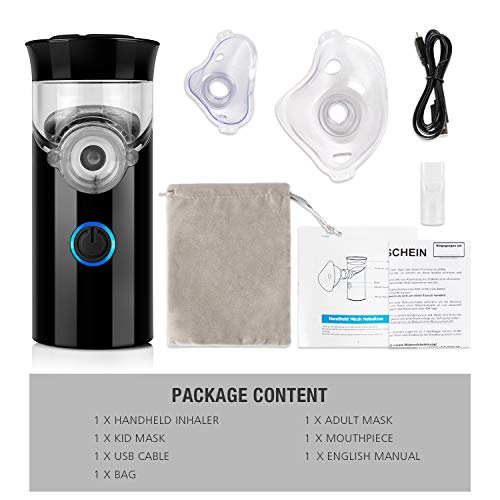 Steam Inhaler Everbest4U Portable Cool Mist Inhaler for Kids Adults Rechargeable Household Steam Compressor Humidifier (Black)