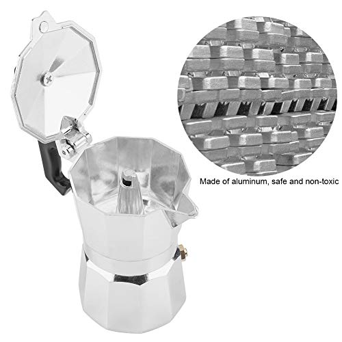 30mL 1 Cup Aluminum Italian Type Moka Pot Espresso Coffee Maker Stove Home Office Use on Gas or Electric Stove