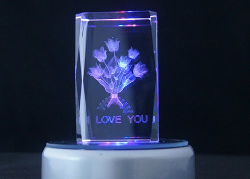 No.2 Warehouse 7 LED Light Colorful Laser Crystals Rotating Display Base Stand with Adapter (3.5 Inch) + a Piece of Clean Cloth - Thumbnail 4