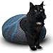 CatGeeks Premium Felt Cat Cave (Large) - All-Natural 100% Merino Wool - Handmade Indoor Cat House - Soft, Comfortable Cat Bed - Ideal for Kittens & Large Cats, Grey/Aquamarine