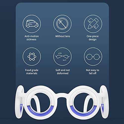 Anti Motion Sickness Glasses, Raised Airsick Sickness Seasickness Glasses for Sport Travel Gaming, Ultra-Light Portable Nausea Relief Glasses, No Lens Liquid Glasses for Adults or Kids