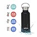 MIRA Alpine Stainless Steel Vacuum Insulated Water Bottle with 2 Lids, Durable Powder Coated Thermos | 17 oz (500 ml) | Matte Black