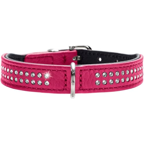 HUNTER Diamond Petit Nickel-Plated Collar, 30/23 x 27 cm, Xtra-Small, Nappa Pink/Black