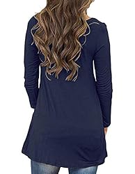 Women's Long Sleeve Casual Scoop Neck Tees Button